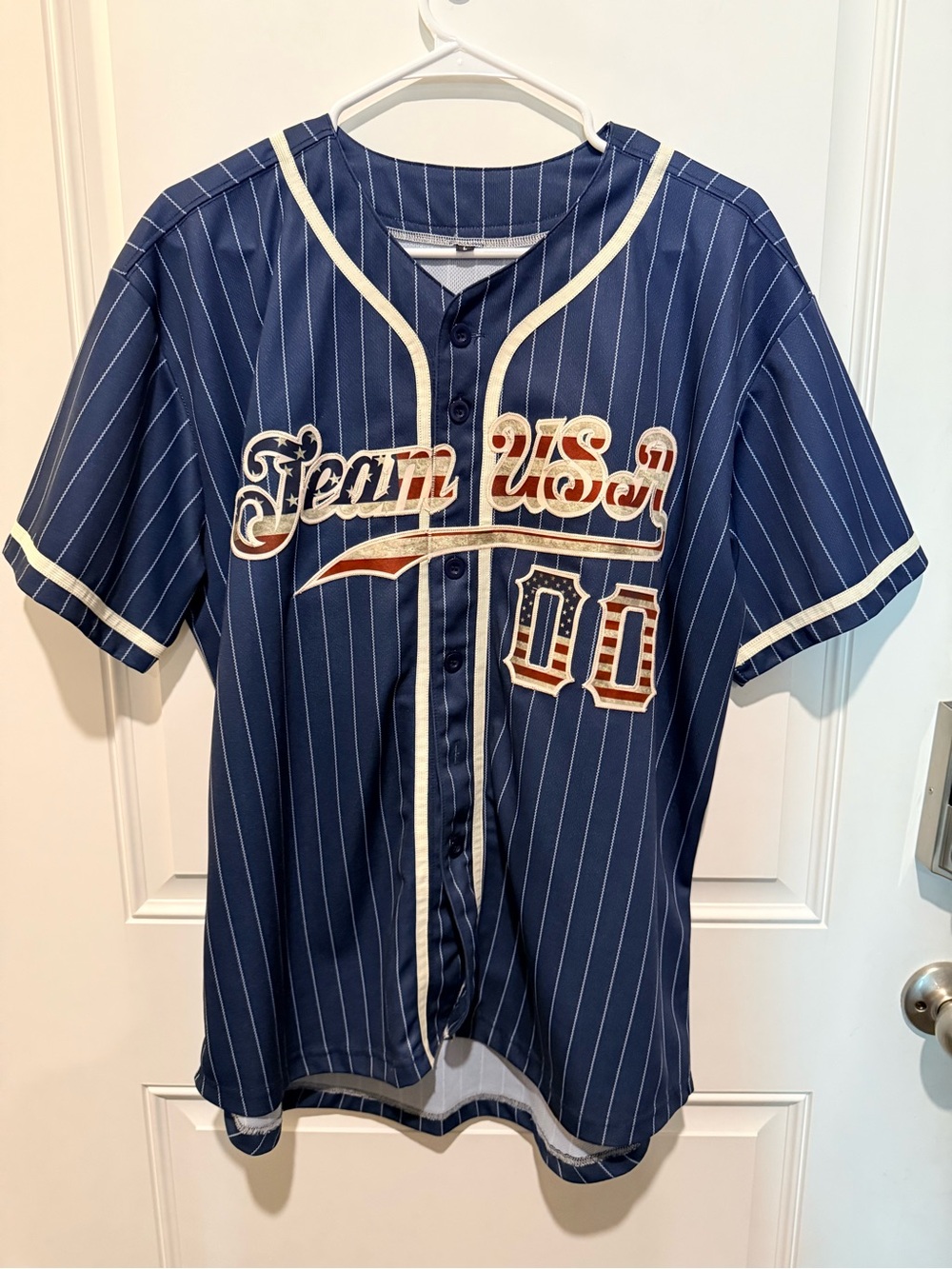 Team USA Navy Pinstripe Kids Baseball Jersey